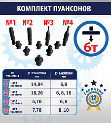 Комплект пуансонов к клепальным станкам